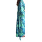 Kimono de seda india estampado azul, verde y dorado– comercio ético