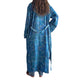 Kimono corto de seda india estampado azul– comercio ético