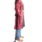 Kimono de seda india estampado rojo coral