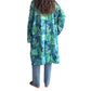 Kimono de seda india estampado azul, verde y dorado– comercio ético