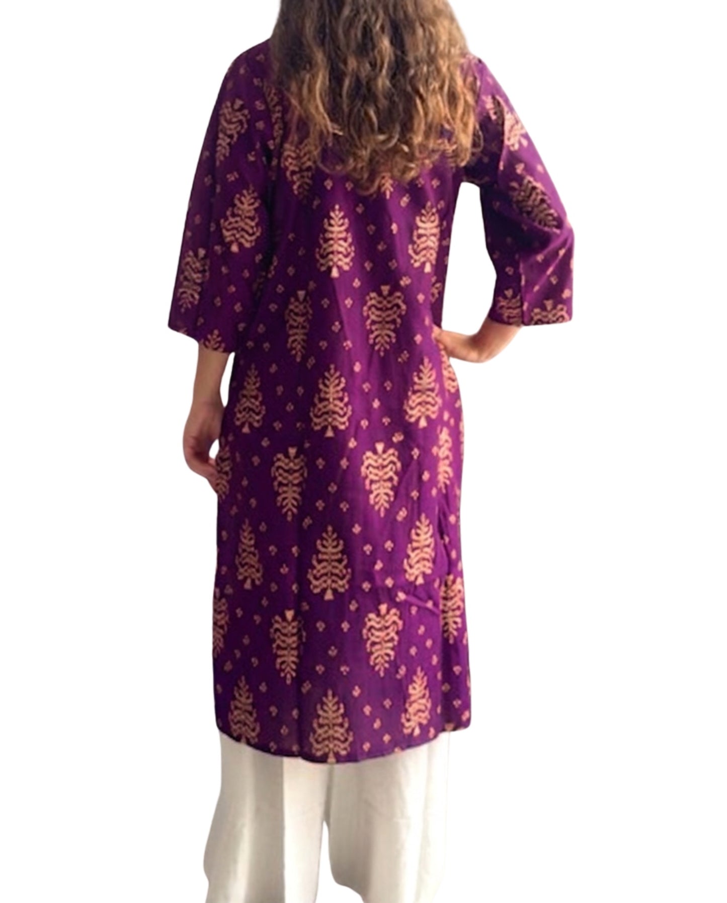 Kurti Estampado Morado — Motivos Ikat