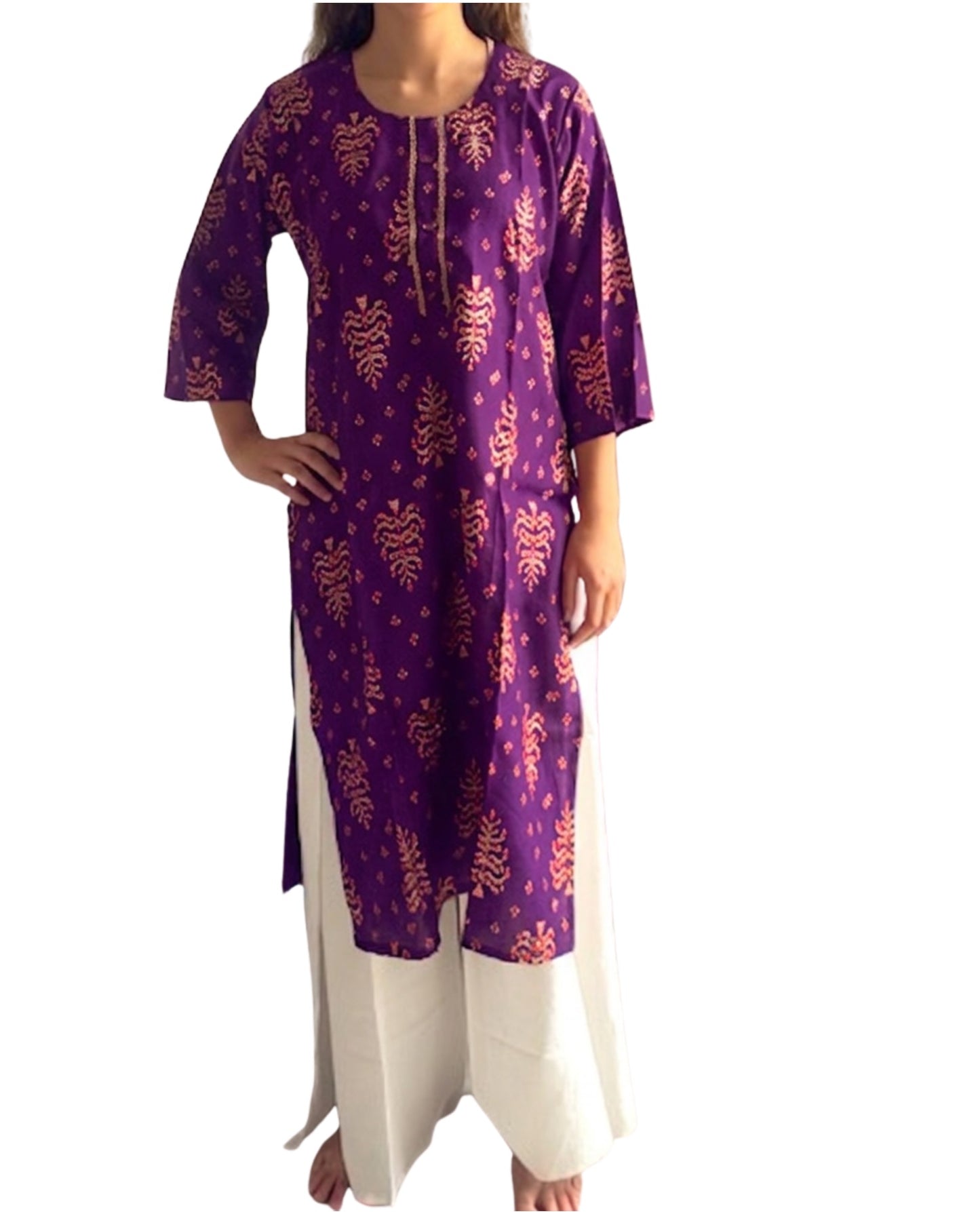 Kurti Estampado Morado — Motivos Ikat