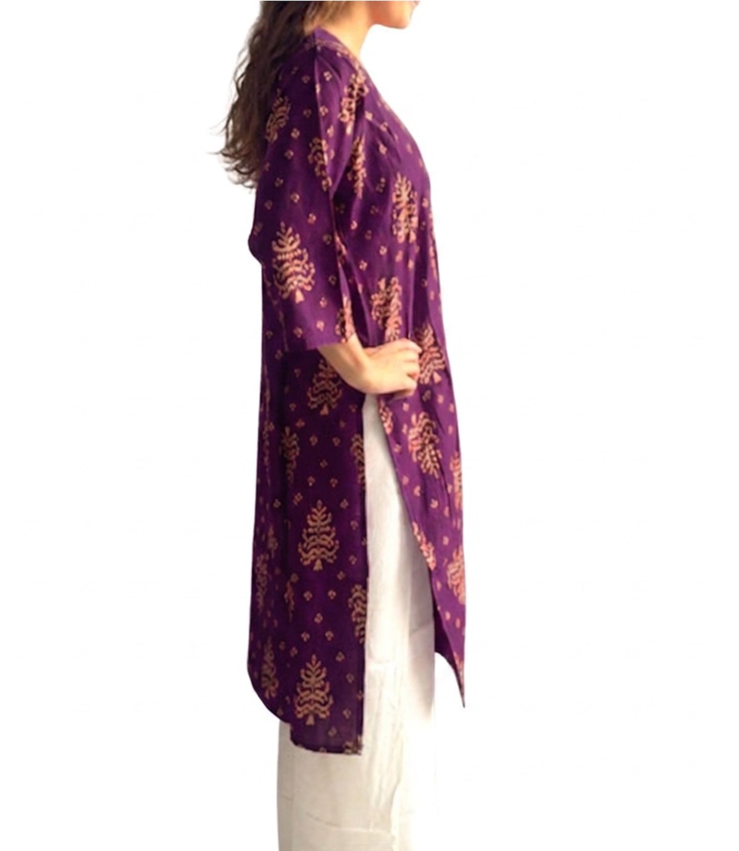 Kurti Estampado Morado — Motivos Ikat