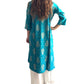 Kurti Estampado Turquesa — Motivos Ikat