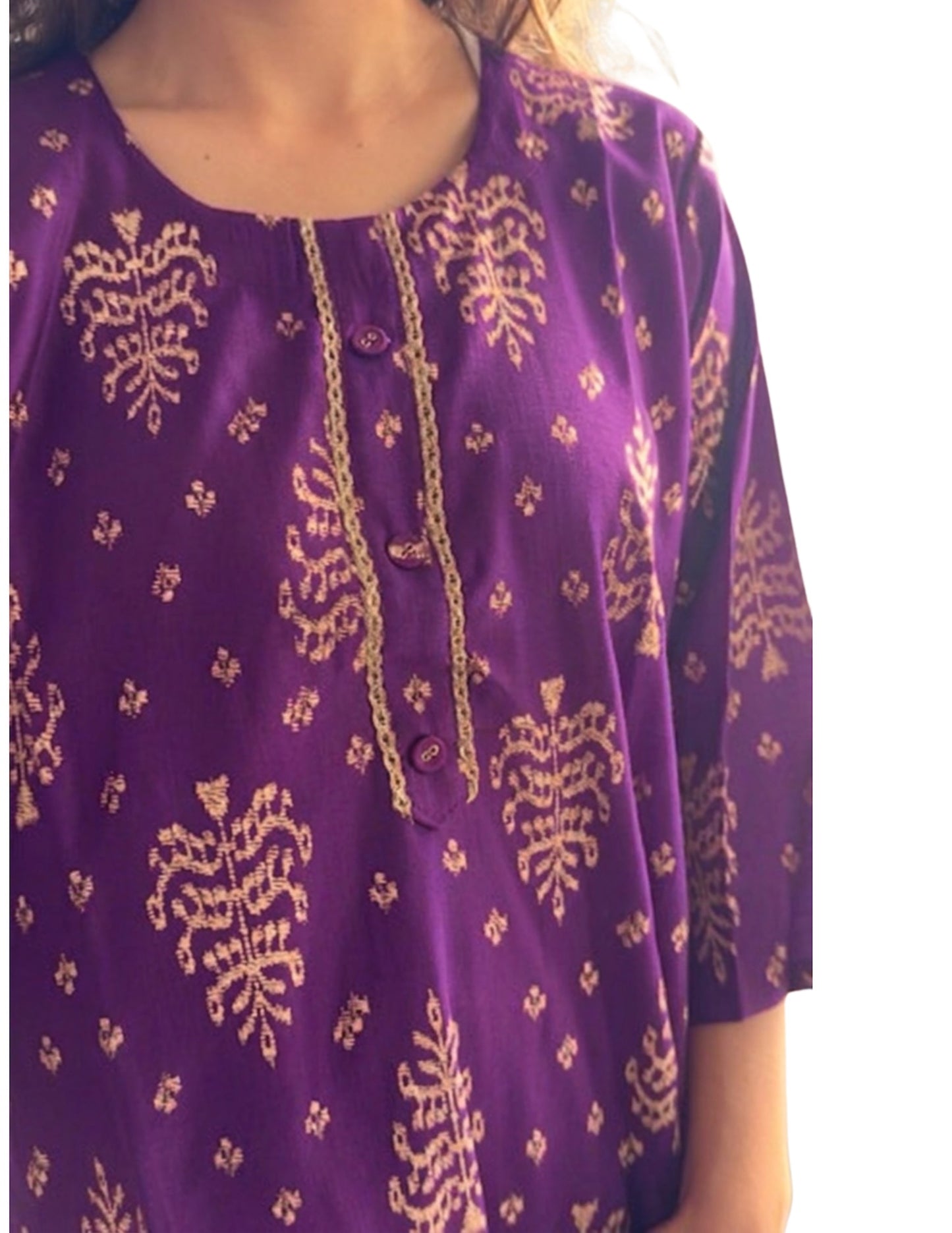 Kurti Estampado Morado — Motivos Ikat