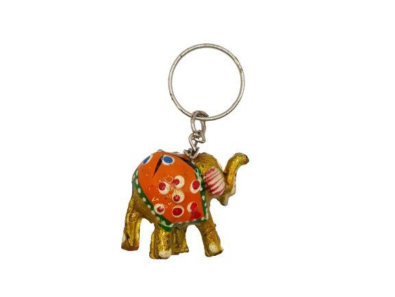 Llavero étnico con elefante con trompa hacia arriba
