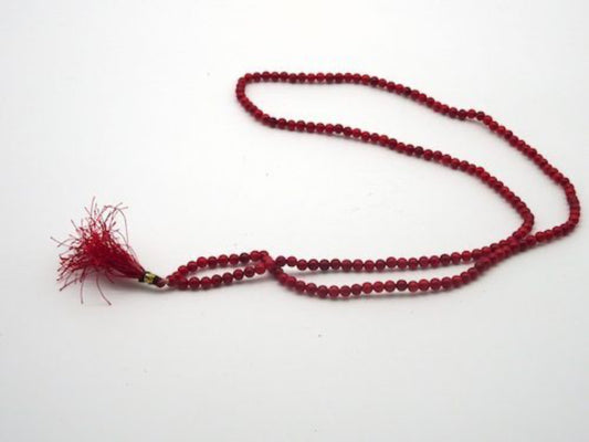 Collar de cuentas pequeñas de ÁGATA ROJA en forma de Japa Mala