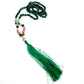Mala de minerales de ÁGATA VERDE, minerales 7 chakras y adornos de metal plateado