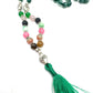 Mala de minerales de ÁGATA VERDE, minerales 7 chakras y adornos de metal plateado
