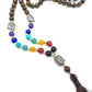 Mala de minerales naturales OJO DE TIGRE y piedras 7 chakras con cabeza de Buda