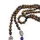 Mala de minerales naturales OJO DE TIGRE y piedras 7 chakras con cabeza de Buda