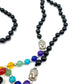 Mala de minerales naturales ÓNIX NEGRO y piedras 7 chakras con cabeza de Buda