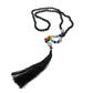 Mala de minerales naturales ÓNIX NEGRO y piedras 7 chakras con cabeza de Buda