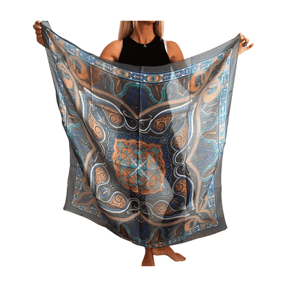 Pañuelo de seda de la india estampado gris