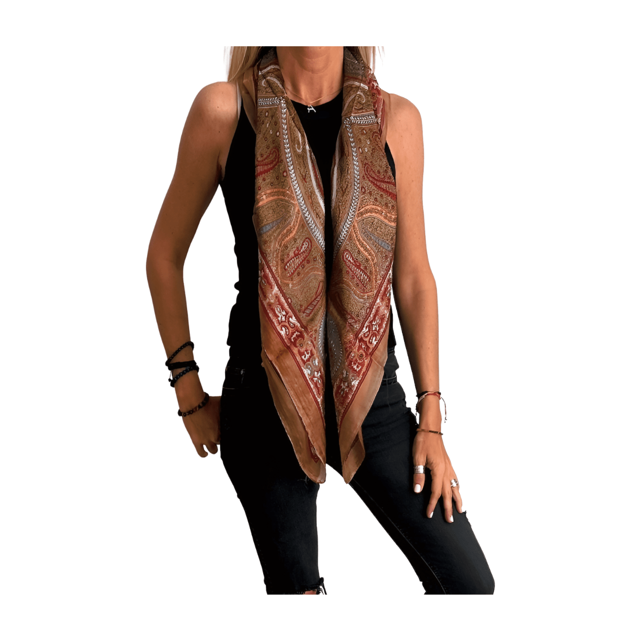 Pañuelo de seda de la india estampado nude