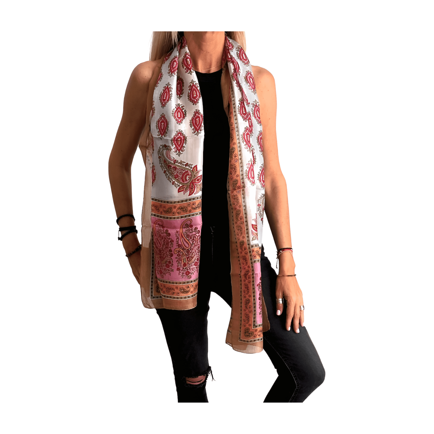Foulard de seda de la india estampado nude