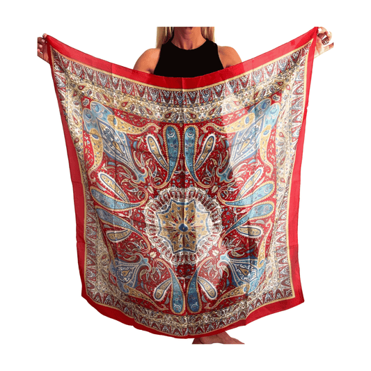 Pañuelo de seda de la india estampado rojo