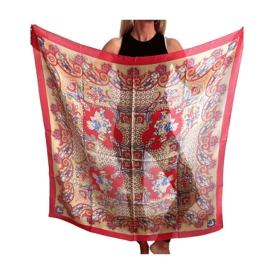 Pañuelo de seda de la india estampado rojo