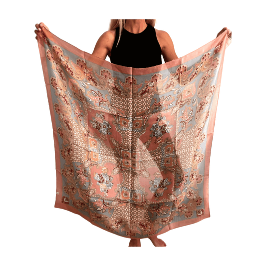 Pañuelo de seda de la india estampado rosa palo