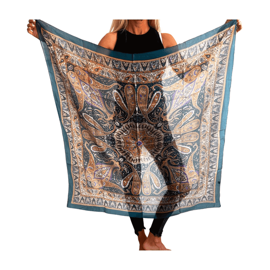 Pañuelo de seda de la india estampado verde