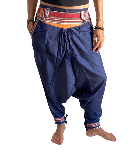 Pantalón afgano indio con bolsillo con cremallera