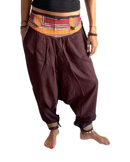 Pantalón afgano indio con bolsillo con cremallera