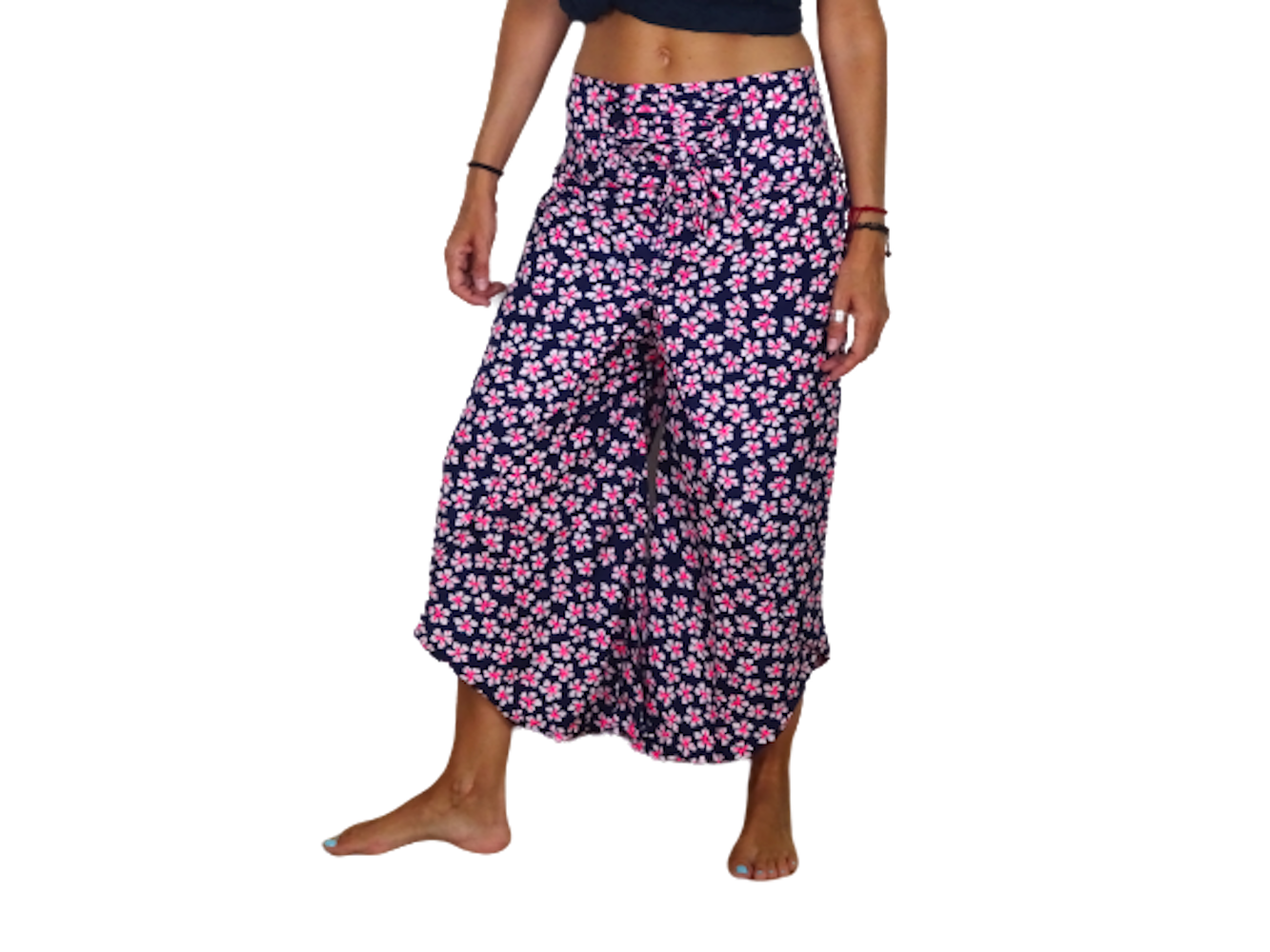 Pantalón abierto estampado floral