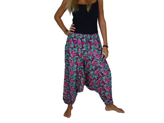 Pantalón afgano indio estampado floral colores vivos