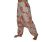Pantalón afgano indio  blanco roto con estampado floral