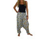 Pantalón afgano indio azul claro con flores amarillas