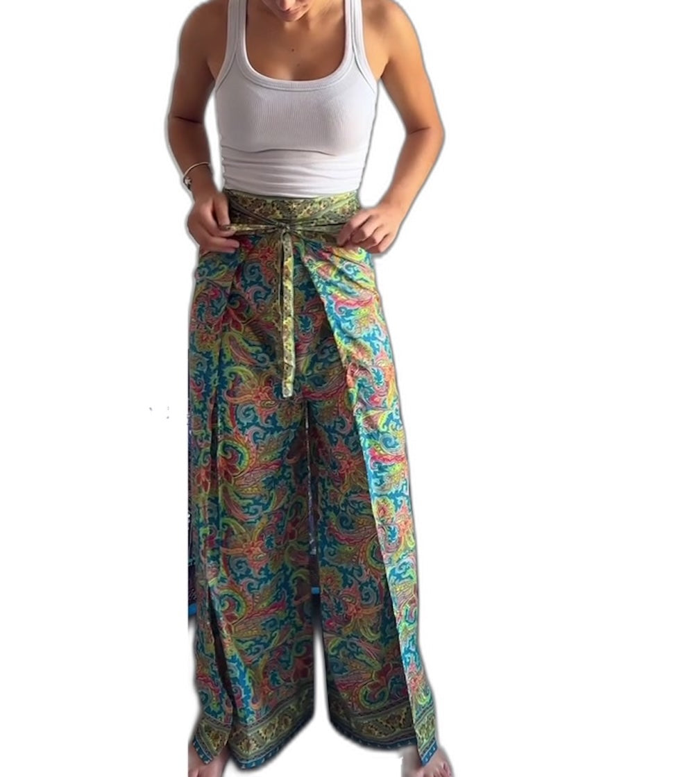 Pantalón envolvente de seda india