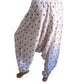 Pantalón afgano indio blanco con estampado floral