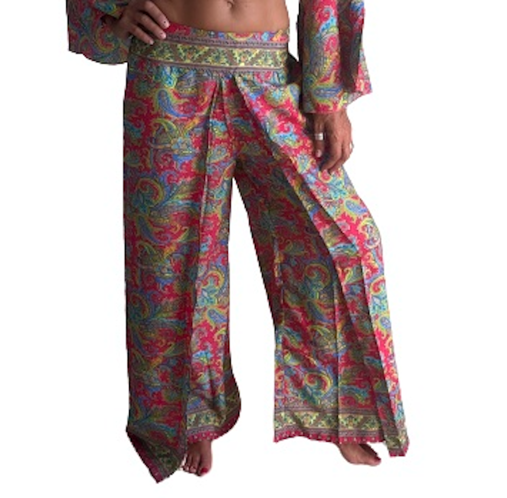 Pantalón superpuesto de seda de India