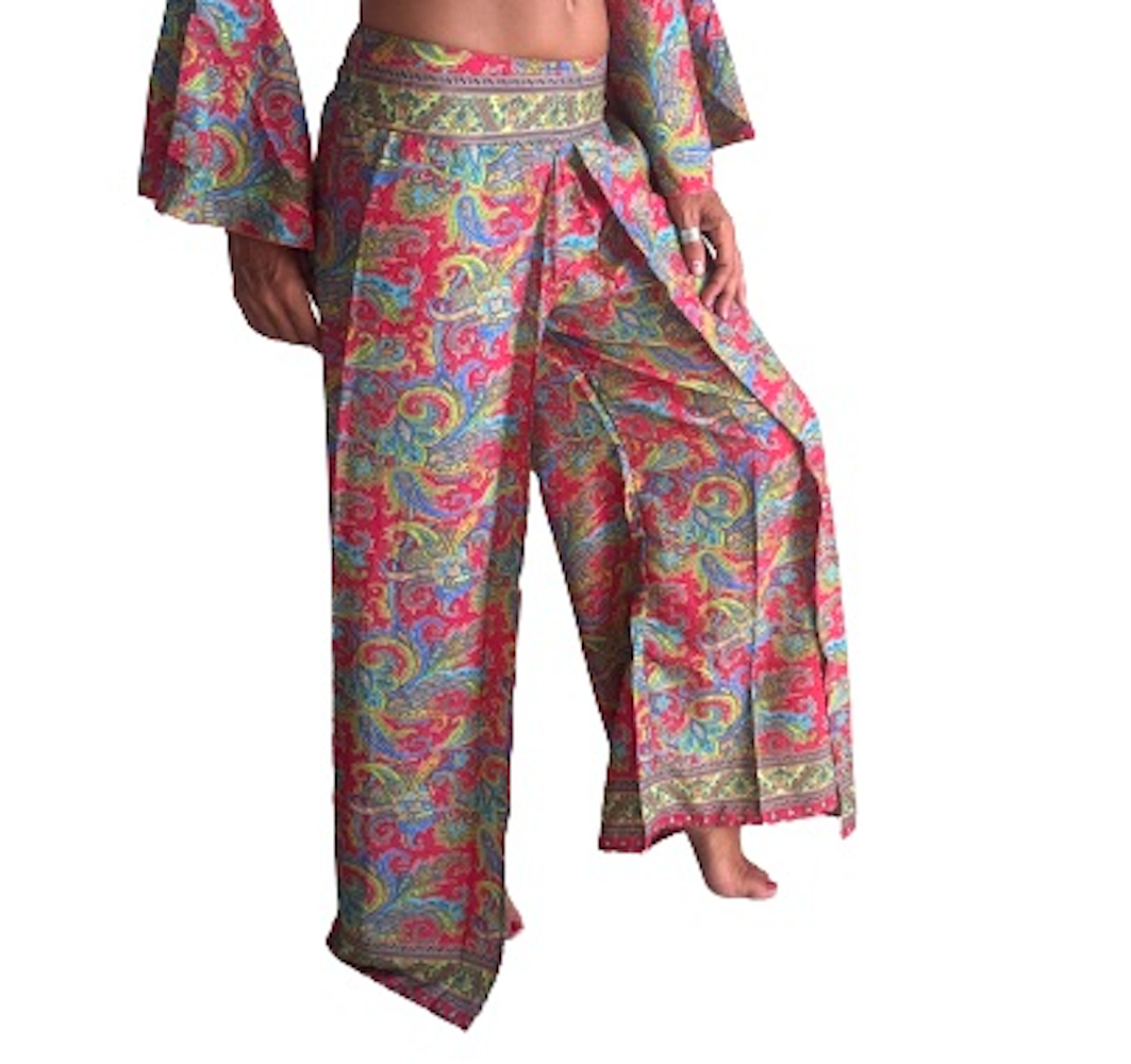 Pantalón superpuesto de seda de India