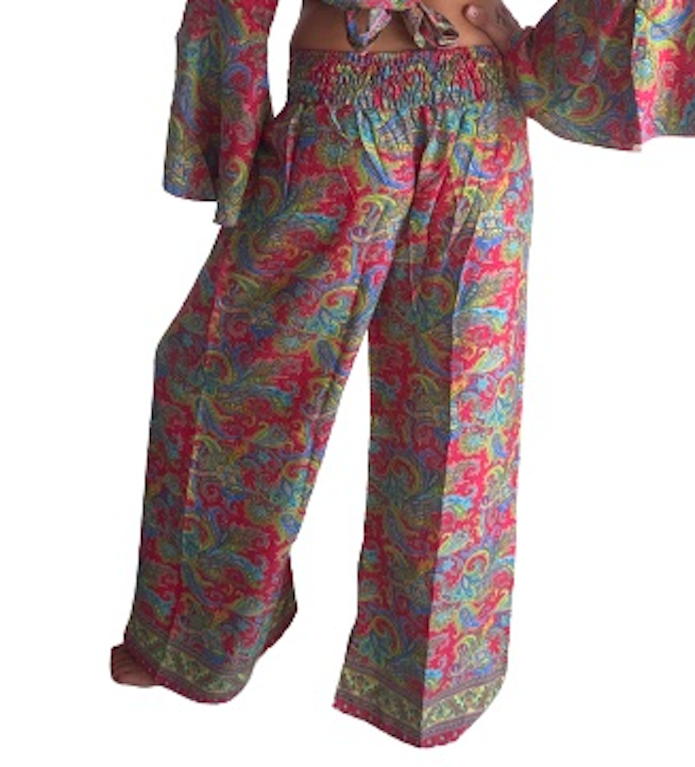 Pantalón superpuesto de seda de India