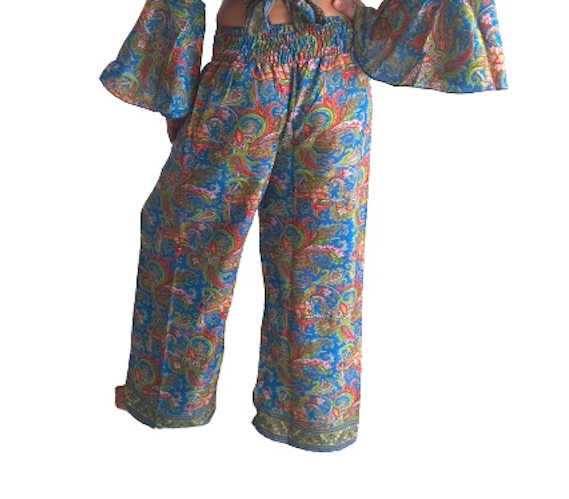 Pantalón superpuesto de seda india