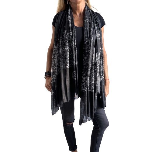 Pañuelo de algodón negro con matra OM