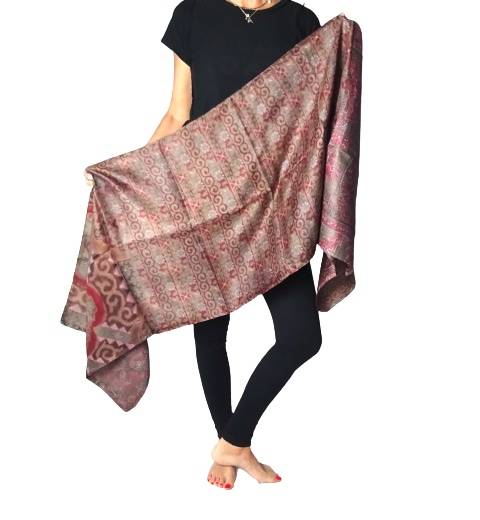 Pañuelo de seda de la india estampado reversible
