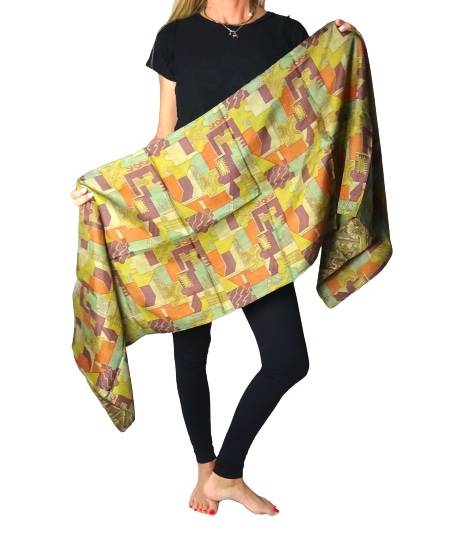 Pañuelo de seda de la india estampado reversible