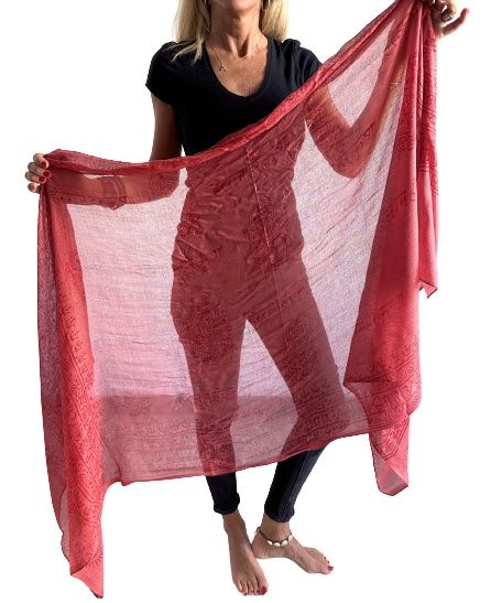 Pañuelo de algodón granate con con mantra OM