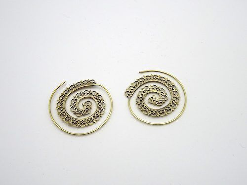 Pendientes de bisutería India Espiral Corazón