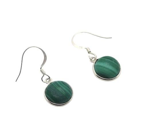 Pendientes de plata con malaquita
