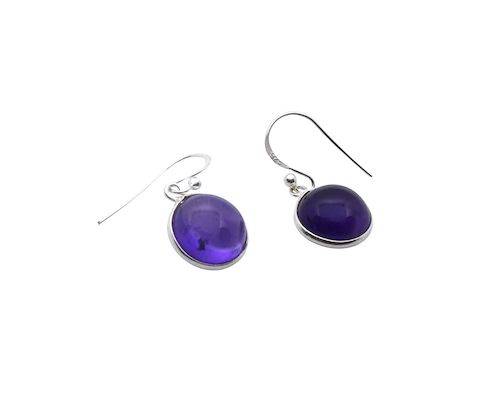 Pendientes de plata redondos con amatista