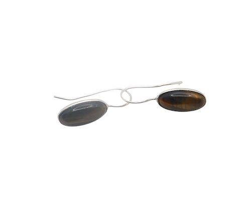 Pendientes de plata con ojo de tigre