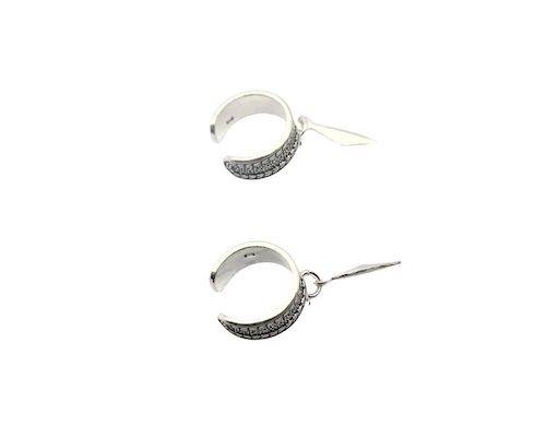 Pendientes de plata de pinza con pluma