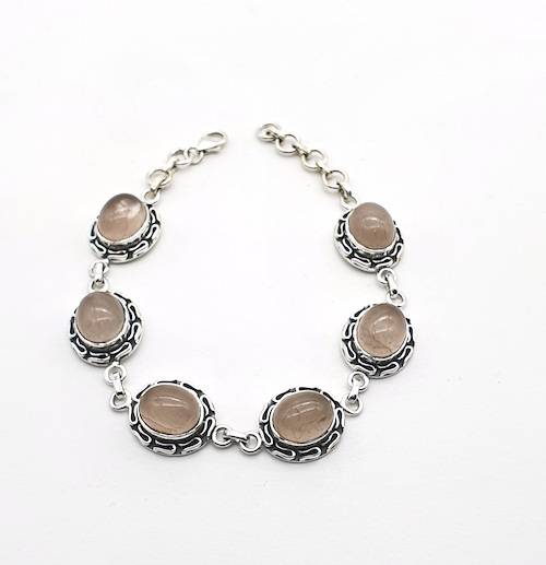 Pulsera de plata con cuarzo rosa