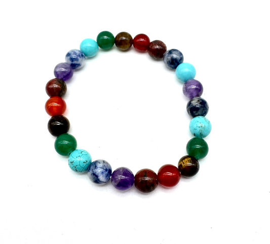 Pulsera elástica de minerales 7 chakras
