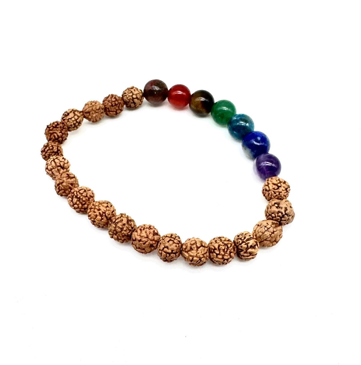 Pulsera elástica de RUDRAKSHA con minerales 7 CHAKRAS