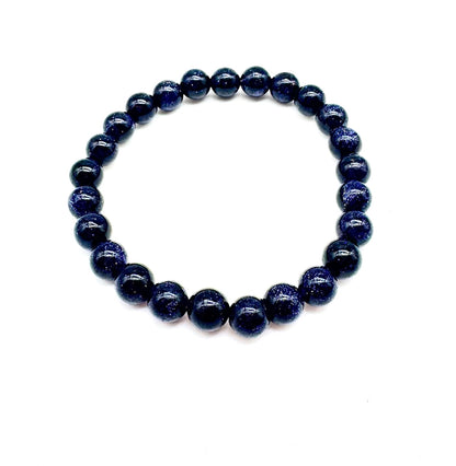 Pulsera elástica de minerales AVENTURINA AZUL