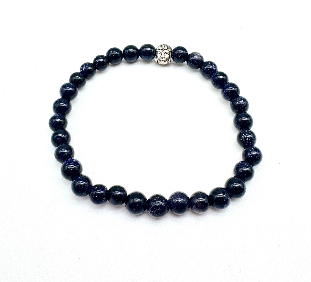 Pulsera elástica de minerales AVENTURINA AZUL